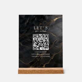 Elegant Marble-Black-Gold Salon Social Media Acrylschild