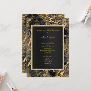 ELEGANT MARBLE BLACK GOLD VINTAGE WEDD EINLADUNG