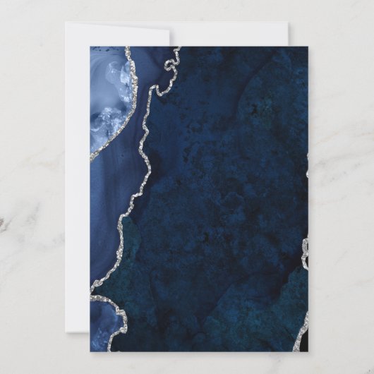 Elegant Marble Blue Agate Hochzeit Einladung (Rückseite)