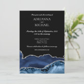 Elegant Marble Blue Agate Hochzeit Einladung (Stehend Vorderseite)