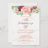 Elegant Marble Burgundy Mauve Peach Wedding Einladung (Vorderseite)