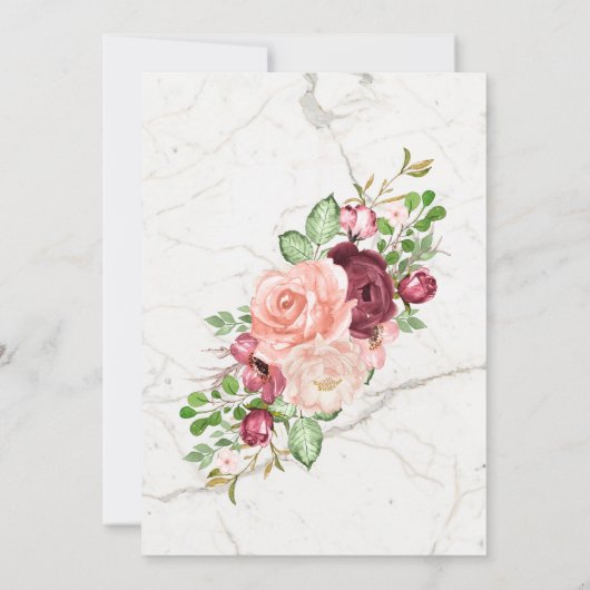 Elegant Marble Burgundy Mauve Peach Wedding Einladung (Rückseite)
