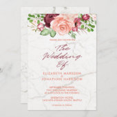 Elegant Marble Burgundy Mauve Peach Wedding Einladung (Vorne/Hinten)