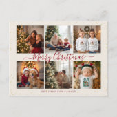 Elegant Marble Christmas Photo Collage Feiertagspostkarte (Vorderseite)