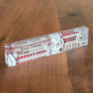 ELEGANT MARBLE COLUMN, RED BLUE INTERIOR DESIGN NAMENSPLAKETTE