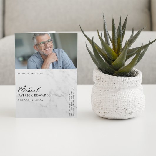 Elegant Marble | Foto zur Beerdigung Flyer