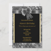 ELEGANT MARBLE GLITZER GOLD BLACK BOW EINLADUNG (Vorderseite)