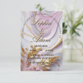 Elegant Marble & Gold Wedding Invitation Einladung (Stehend Vorderseite)