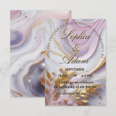 Elegant Marble & Gold Wedding Invitation Einladung (Vorne/Hinten)
