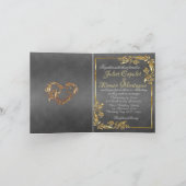 Elegant Marble, Grey, Gold Frame, Gold Heart Ankündigung (Innenseite)