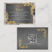 Elegant Marble, Grey, Gold Frame, Gold Heart Begleitkarte (Vorne/Hinten)