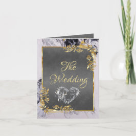 Elegant Marble, Grey, Gold Frame, Silver Heart Ankündigung