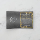 Elegant Marble, Grey, Gold Frame, Silver Heart Ankündigung (Innenseite)