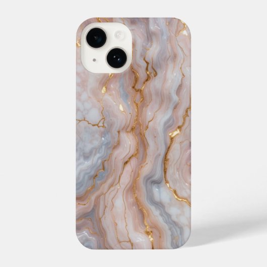 Elegant Marble iPhone14 Case with Gold Veins  iPhone Hülle (Rückseite)