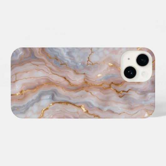 Elegant Marble iPhone14 Case with Gold Veins  iPhone Hülle (Rückseite (Horizontal))