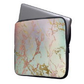 Elegant Marble | Kupfersage Minze Grüne Rose Gold Laptopschutzhülle (Vorderseite Links)