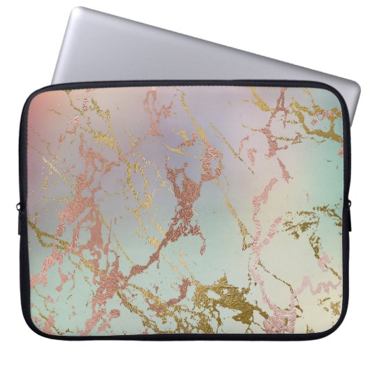 Elegant Marble | Kupfersage Minze Grüne Rose Gold Laptopschutzhülle (Vorderseite)