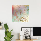 Elegant Marble | Kupfersage Minze Grüne Rose Gold Poster (Heimbüro)