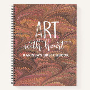 Elegant Marble Monogram Artist Sketchbook Notizblock