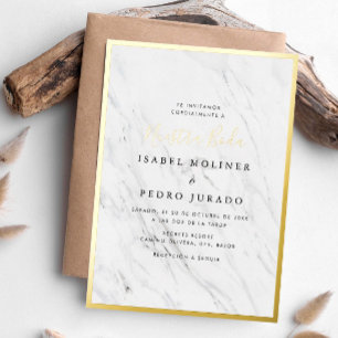 Elegant Marble Nuestra Boda Spanish Wedding Folieneinladung