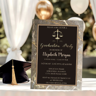 Elegant Marble Stone Law School Graduation Party Einladung