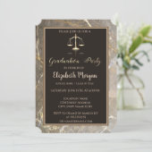 Elegant Marble Stone Law School Graduation Party Einladung (Stehend Vorderseite)