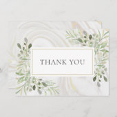 Elegant Marble Swirl Grüne Blätter Vielen Dank Dankeskarte (Vorne/Hinten)