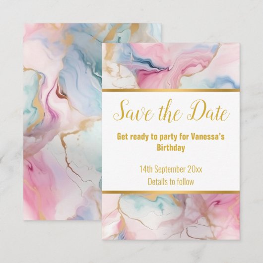 ELEGANT MARBLE SWIRL RESPONSE RSVP CARD KARTE (Vorne/Hinten)