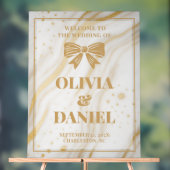 Elegant Marble Texture Welcome with Gold Acrylschild (Neutral)