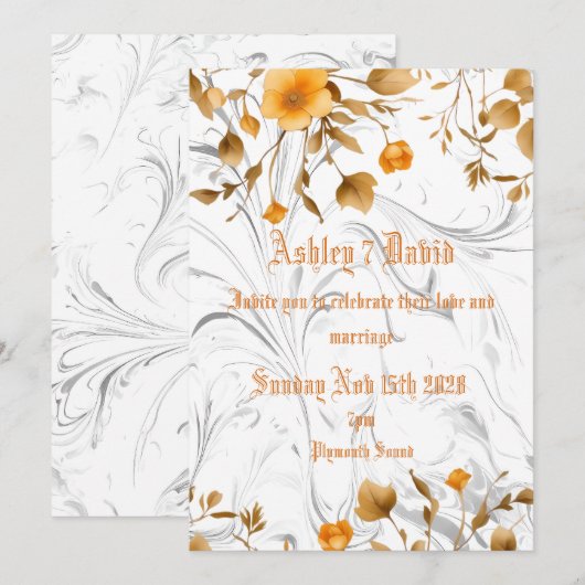 Elegant Marble Wedding Einladung (Vorne/Hinten)