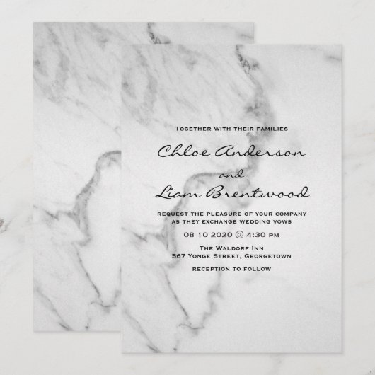 Elegant Marble Wedding Einladung (Vorne/Hinten)