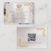 Elegant Marble, White, Gold Frame, Gold Heart Begleitkarte (Vorne/Hinten)