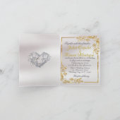 Elegant Marble, White, Gold Frame, Silver Heart Ankündigung (Innenseite)