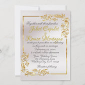 Elegant Marble, White, Gold Frame, Silver Heart Einladung (Rückseite)