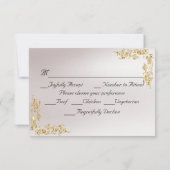 Elegant Marble, White, Gold Frame, Silver Heart RSVP Karte (Rückseite)