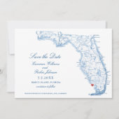 Elegant Marco Island Florida Wedding Navy Karte (Vorderseite)