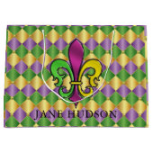 Elegant Mardi Gras Lilie Design Geschenktasche Große Geschenktüte (Vorderseite)