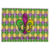 Elegant Mardi Gras Lilie Design Geschenktasche Große Geschenktüte (Rückseite)