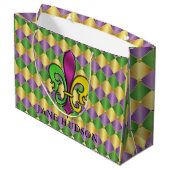 Elegant Mardi Gras Lilie Design Geschenktasche Große Geschenktüte (Rückseite Schrägansicht)