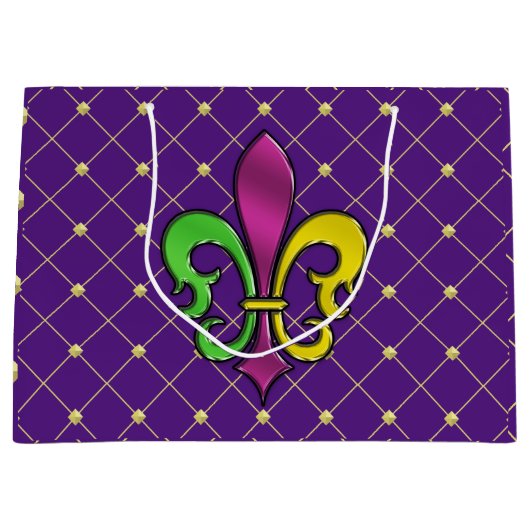 Elegant Mardi Gras Lilie Design Geschenktasche Große Geschenktüte (Vorderseite)