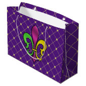 Elegant Mardi Gras Lilie Design Geschenktasche Große Geschenktüte (Rückseite Schrägansicht)