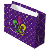 Elegant Mardi Gras Lilie Design Geschenktasche Große Geschenktüte (Vorderseite Schrägansicht)