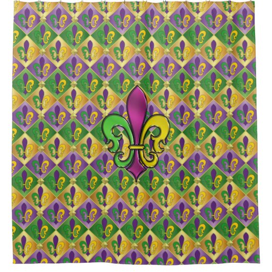 Elegant Mardi Gras Lilie Design Shower Curt Duschvorhang (Vorderseite)