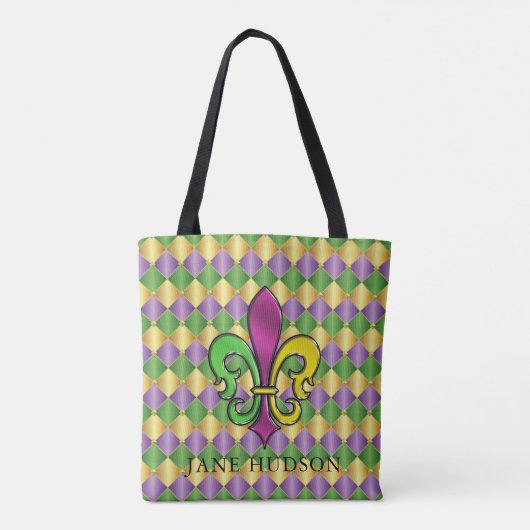 Elegant Mardi Gras Lilie Design Tasche (Rückseite)