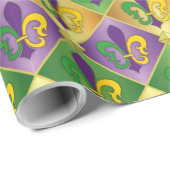 Elegant Mardi Gras Lilie Design Wrapping Pa Geschenkpapier (Rolleneckpunkt)