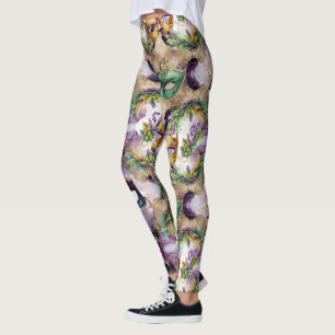 Elegant Mardi Gras Masks Leggings