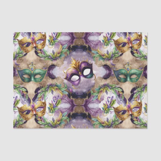 Elegant Mardi Gras Masks Seidenpapier (Vorderseite)