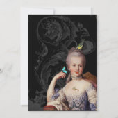 Elegant Marie Antoinette auf schwarz Französisch i Einladung (Rückseite)