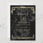 Elegant Marie Antoinette auf schwarz Französisch i Einladung (Vorderseite)