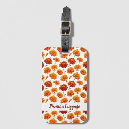 Elegant Marigold Pattern Gepäckanhänger (Vorderseite Vertikal)